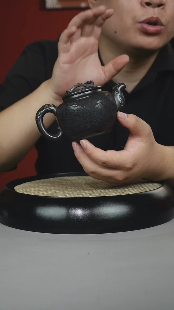 茶壶紫砂石黄 汲泉 刻绘山水