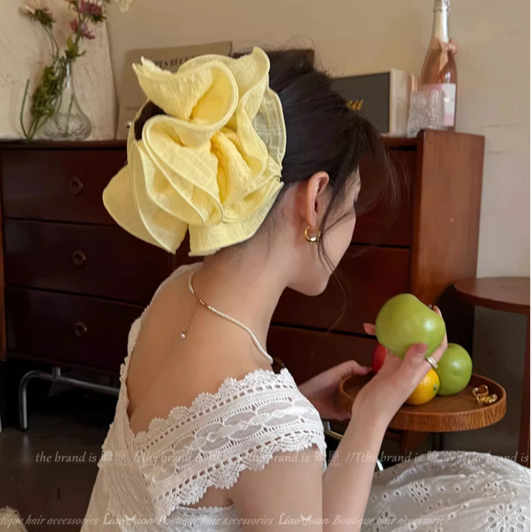 显瘦上镜~可爱超大号花边头绳女高级感气质大肠发圈2025新款头花