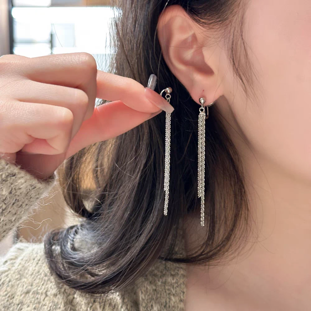 铜合金耳饰 十里间【纤细】银针流苏耳环蚊香盘