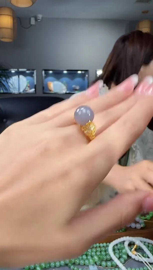 银S925镶嵌戒指和田玉1