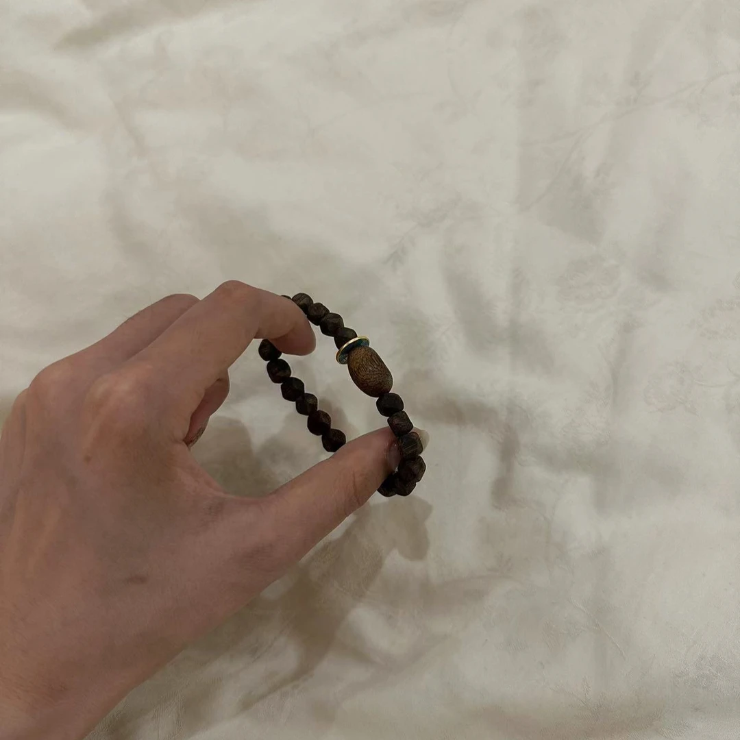 月球来信101海南沉香莺歌绿棋楠菱形珠山鬼花钱设计单圈手串·定制