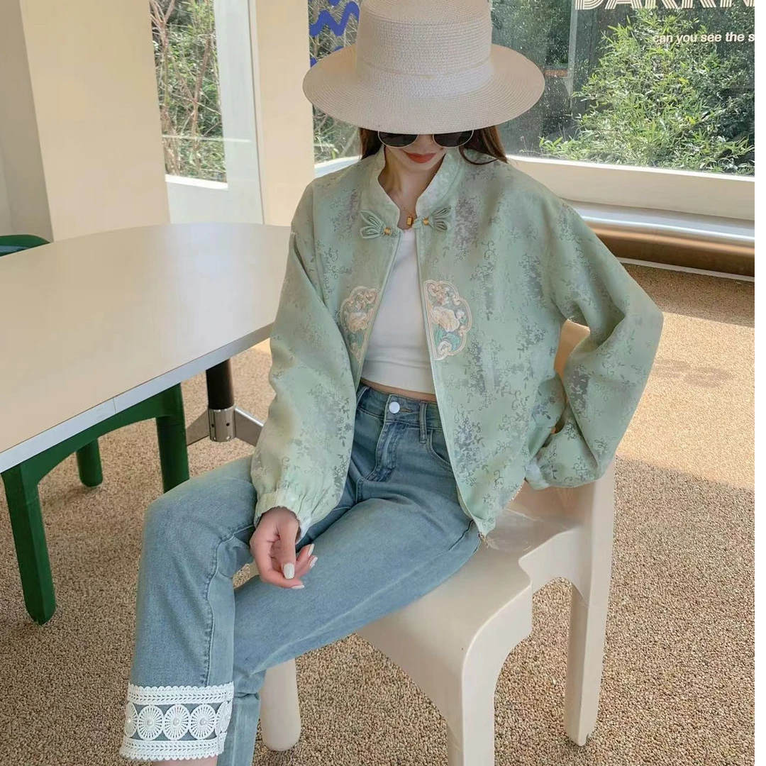 新中式刺绣棒球服短外套女2025春夏季宽松国风夹克外套MJ8069