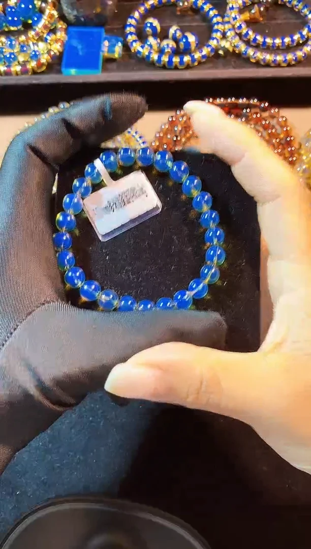 蓝珀未镶嵌珠宝奇石多米尼加蓝珀皇家蓝7mm单圈