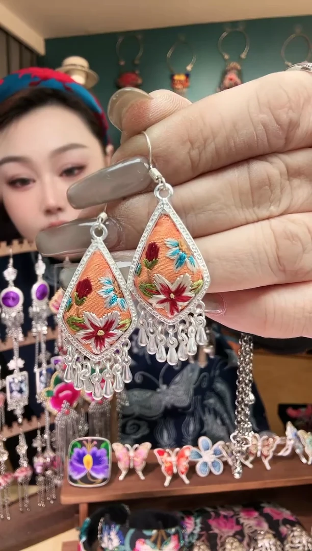 刺绣纯手工民族风刺绣耳环