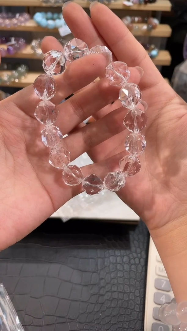 水晶手链未镶嵌白水晶钻切手链14mm多样性发一