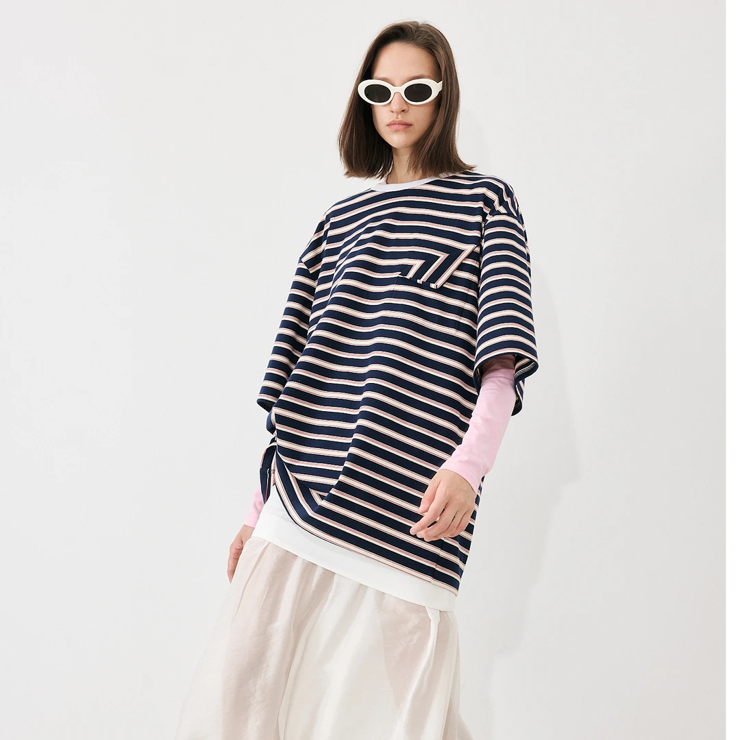 ANNAMOOER 设计师品牌  条纹短袖T