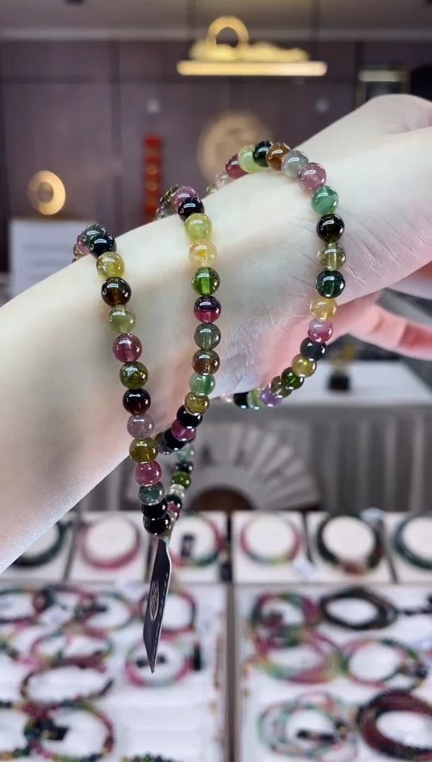 【闪购商品】碧玺三圈手串5mm+未镶嵌一物一证dan