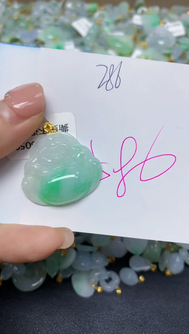 【闪购商品】翡翠挂件18K金镶嵌 天然翡翠A货