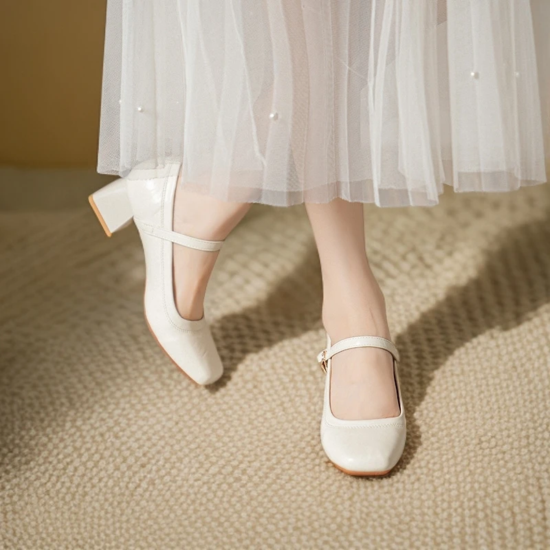 法式新款玛丽珍女鞋旗袍复古时尚软真皮浅口低跟温柔高级春秋单鞋
