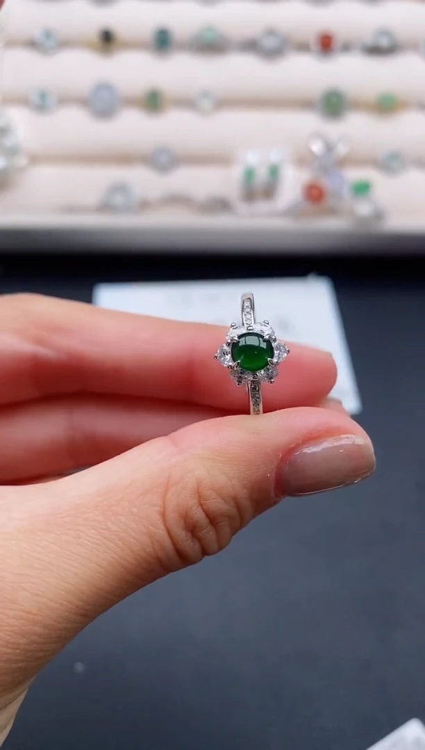 银S925镶嵌戒指翡翠11111111+7