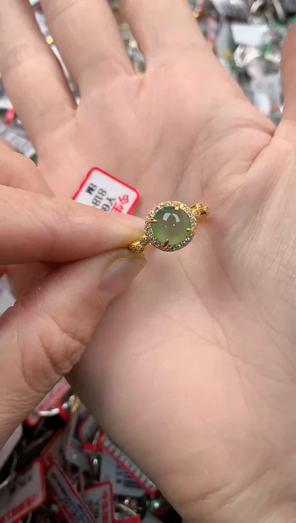 银S925镶嵌戒指翡翠888   8