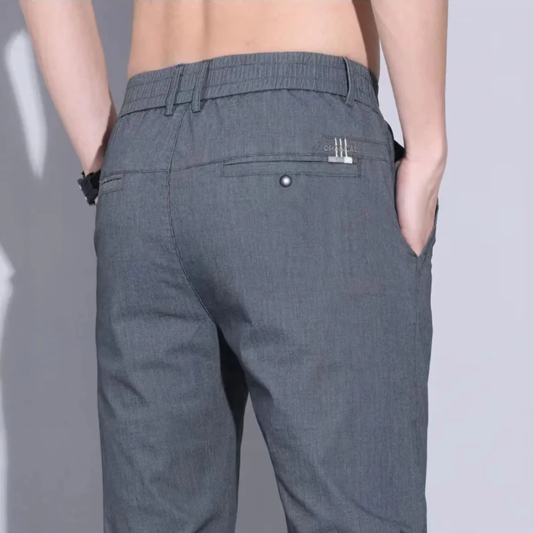 夏季薄款男士休闲裤宽松直筒弹力高端轻商务男裤百搭潮流长裤舒适