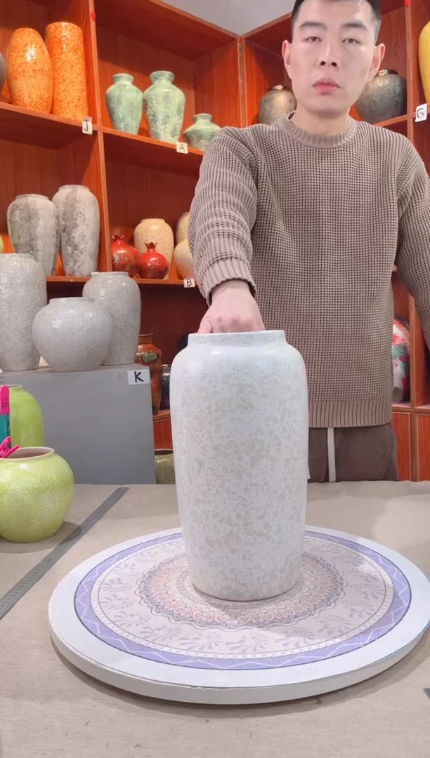 【闪购商品】瓶精品陶瓷花瓶 无花 茶白大口径墩子大号