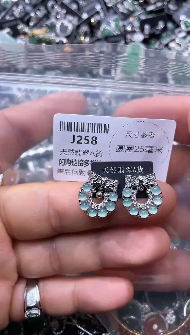 【闪购商品】翡翠颈饰未镶嵌J258耳钉