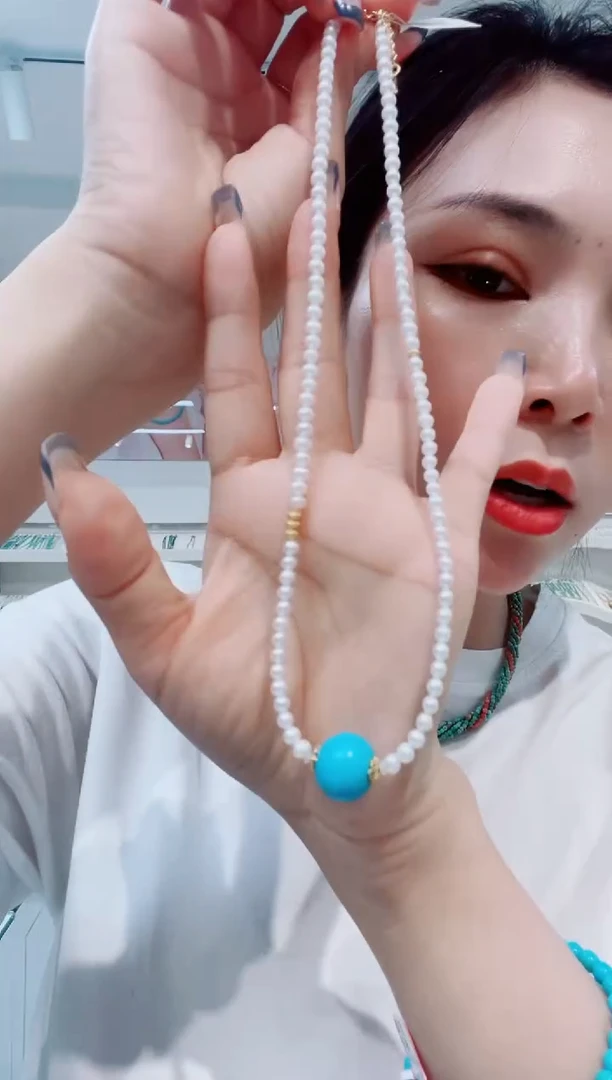 绿松石银S925镶嵌项链发货一件