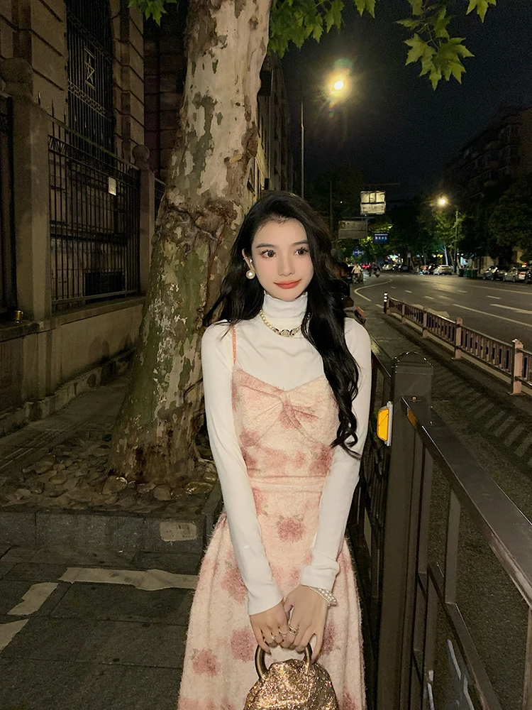 薇宝儿塔塔-【月之恋人】秋冬新款显瘦收腰设计感连衣裙-3V196K