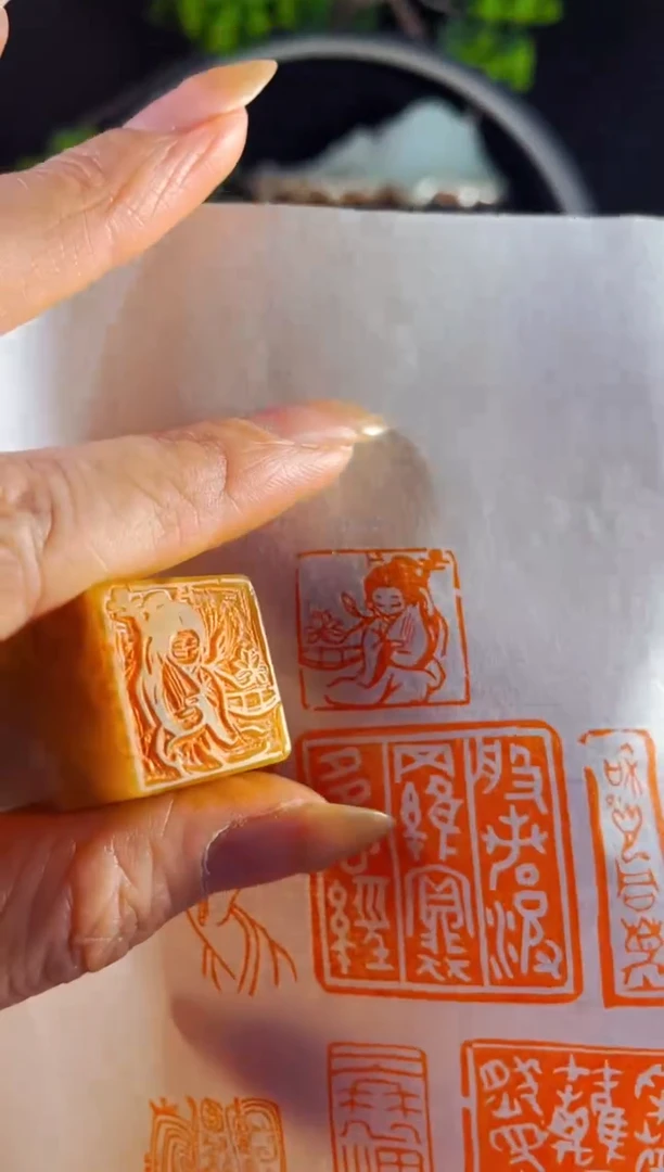巴林石印石手工篆刻《弹琴女孩》2.0