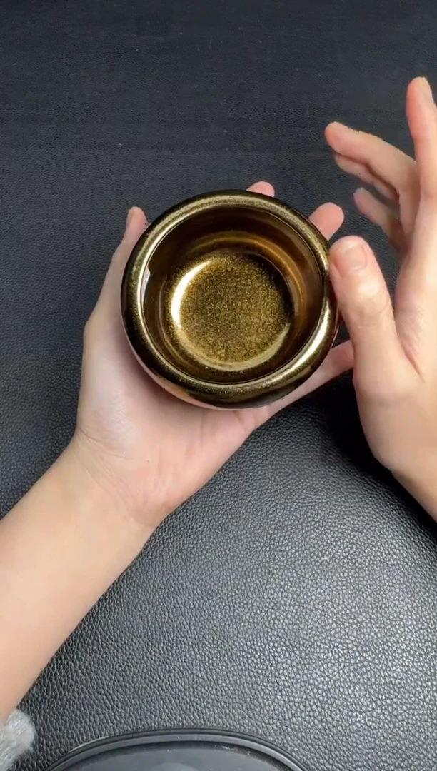 茶盏黄美金金油滴星云钵105