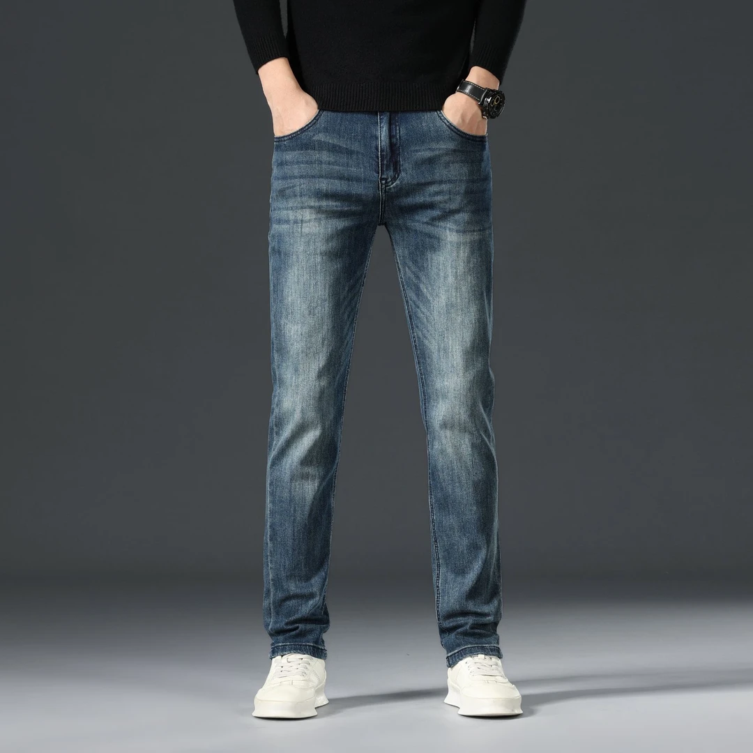 ZONGJIE香港复古蓝牛仔裤男款2025秋季新款韩版修身直筒百搭长裤