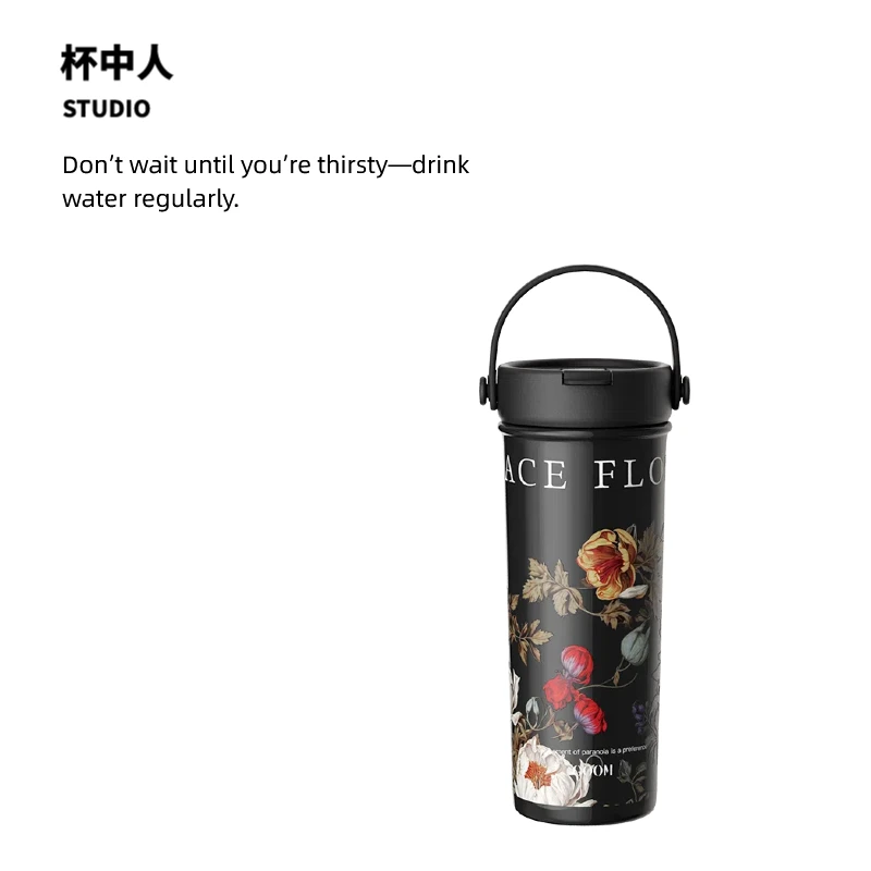 GOOM繁花似锦保温杯女生2024新款水杯大容量女生高颜值便携杯子