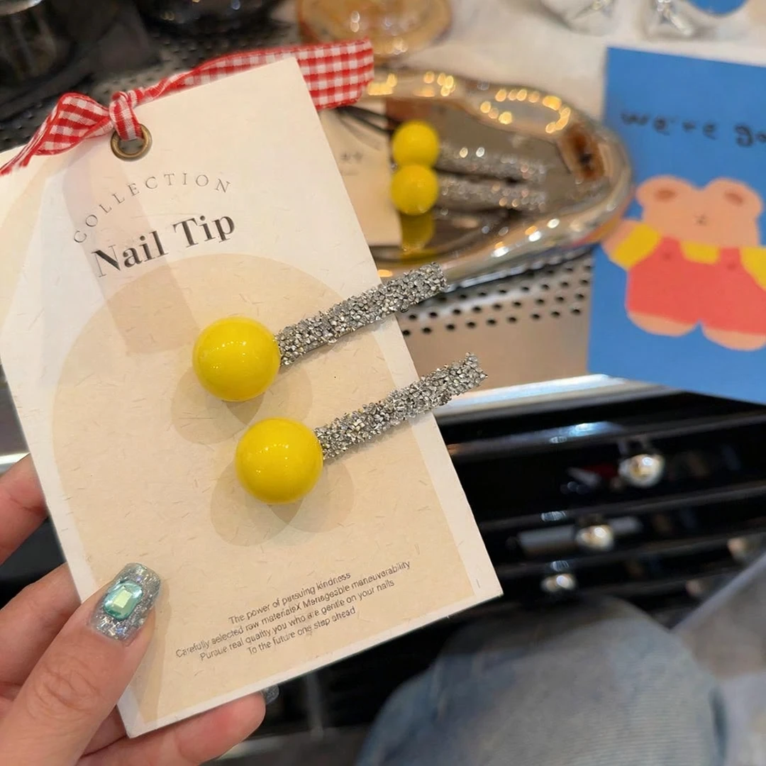 韩国2025新款糖豆砂糖刘海发夹百搭精致珠珠碎发夹头饰闪闪一字夹