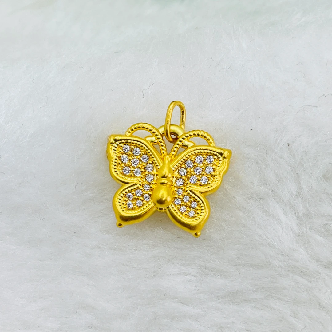 足金5D工艺 镶嵌蝴蝶吊坠 附加208/288