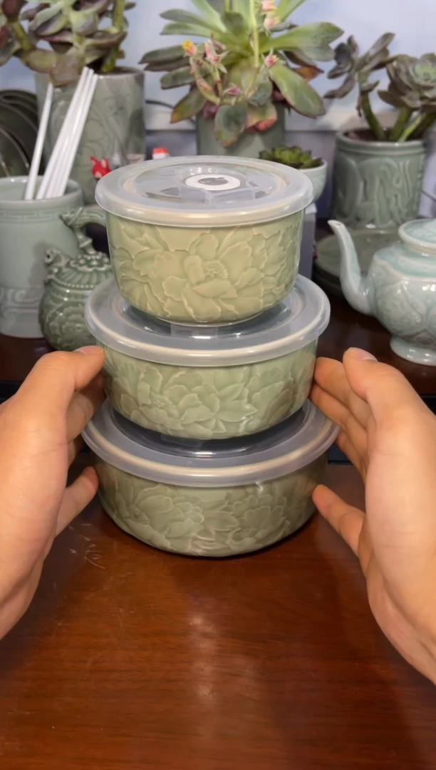 瓷微瑕保鲜盒大中小套组