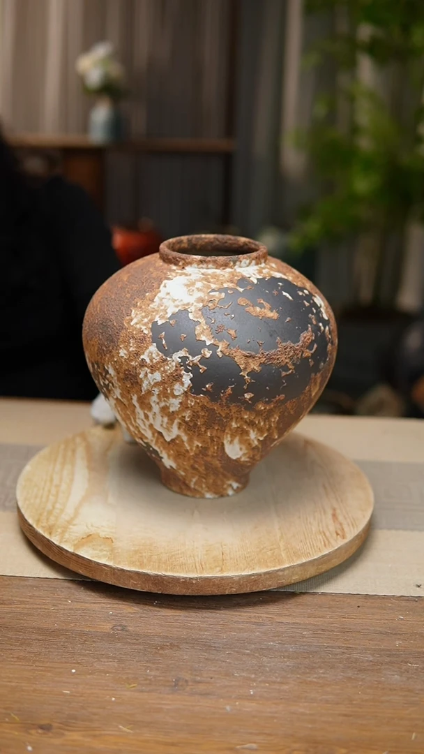 【闪购商品】陶瓷 花器诧寂棕月亮罐