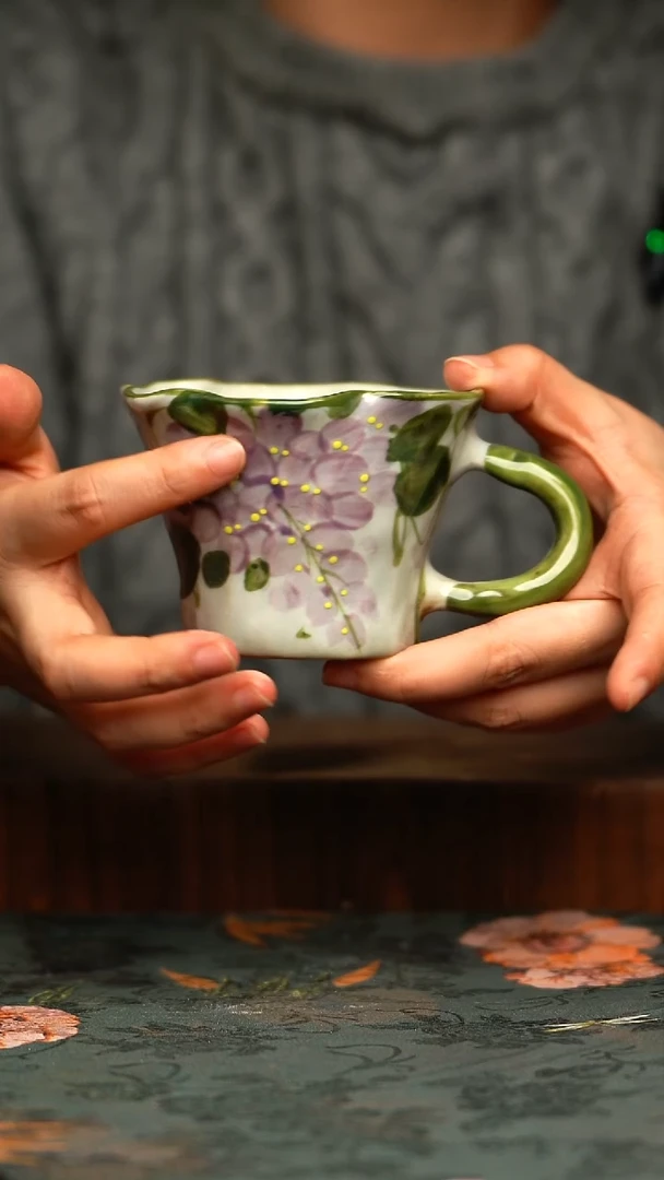 杯釉下彩手工手绘同款陶器