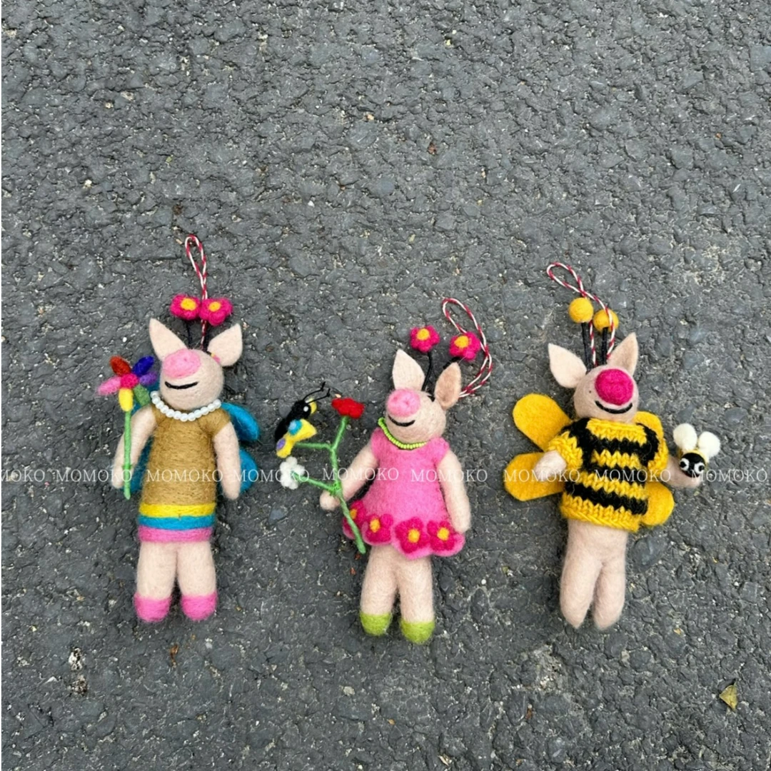 【猪猪系列】手工羊毛毡包包挂件毛绒挂件钥匙扣可爱伴手礼生日礼物