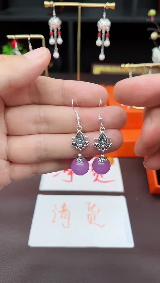 玛瑙/玉髓耳饰银S925镶嵌321000