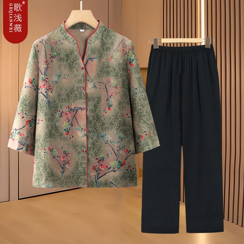 中老年人春装女70岁奶奶装春夏装衬衫老太太衣服老年妈妈上衣中袖