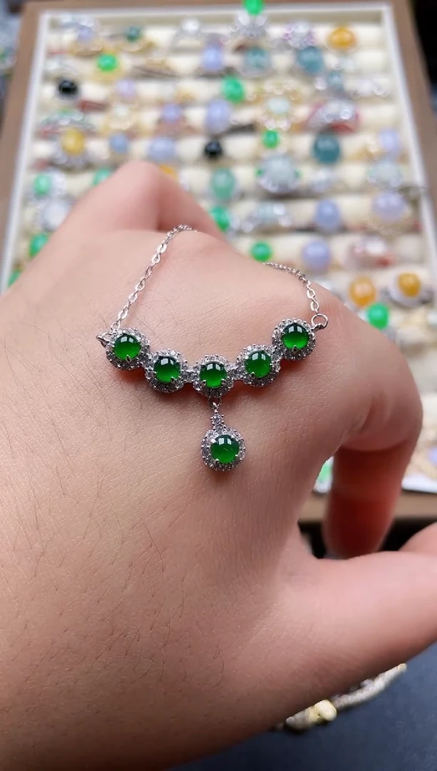 颈饰银S925镶嵌翡翠141