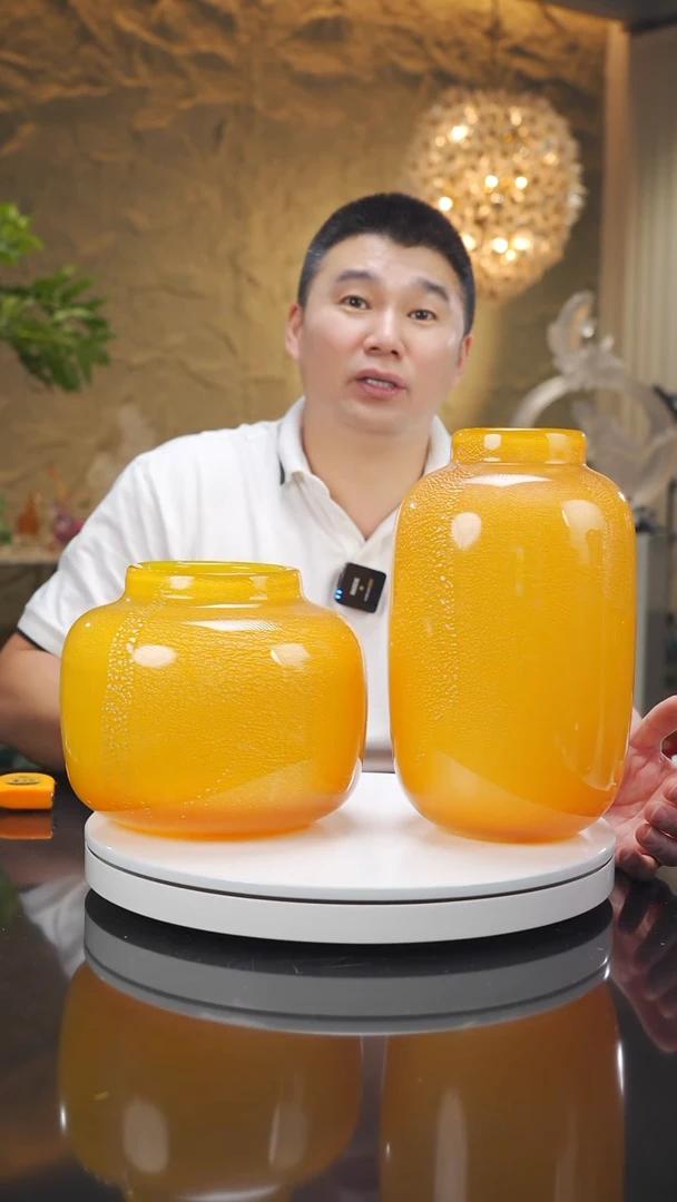 琉璃手工艺品设计款花瓶一对
