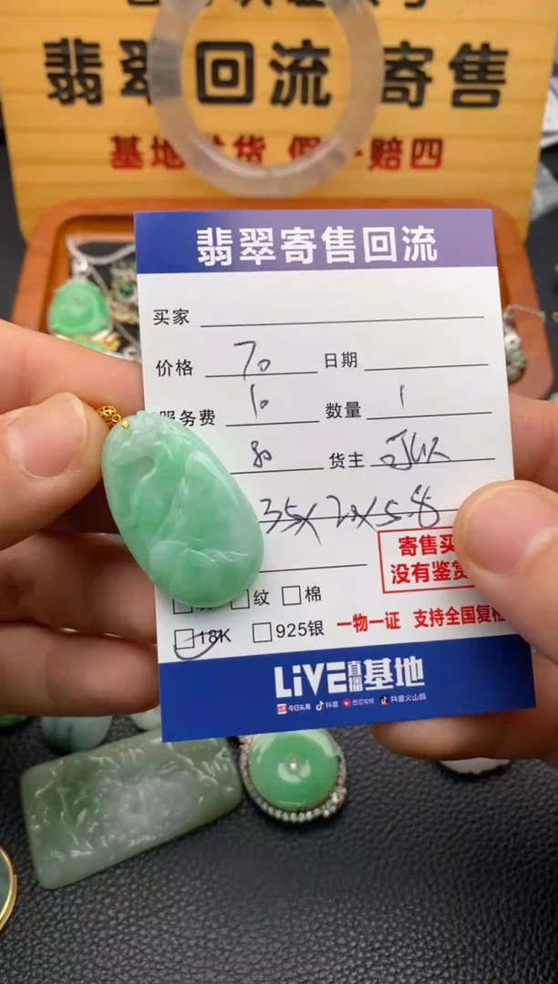 翡翠18K金镶嵌颈饰21014567