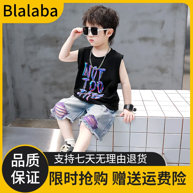 Bala巴拉童年男童夏装背心套装2025新款儿童无袖5痞帅男小童