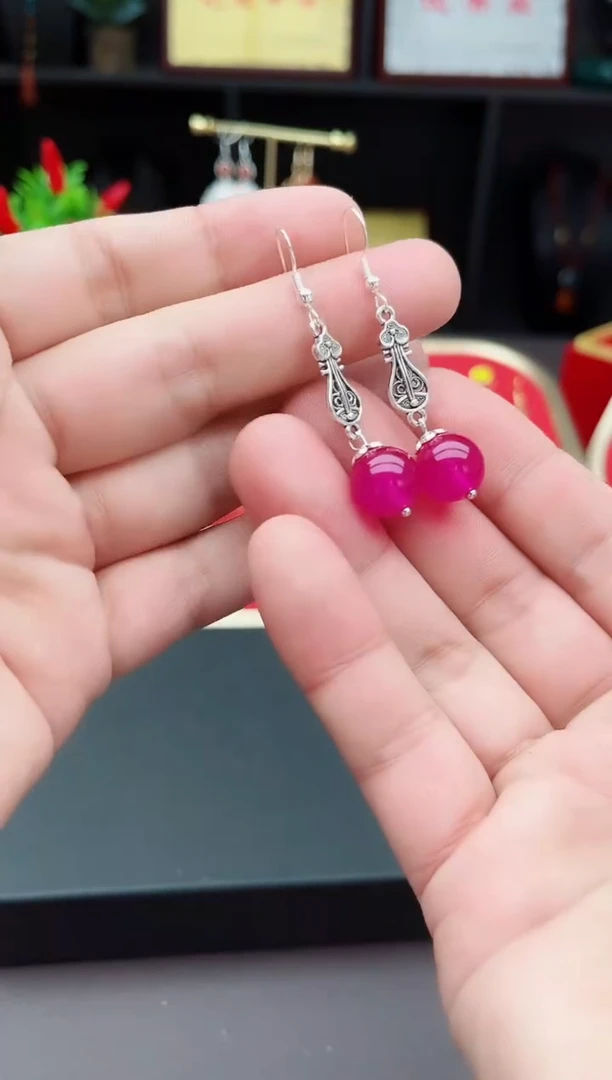 【闪购商品】玛瑙/玉髓耳钉银S925镶嵌205000