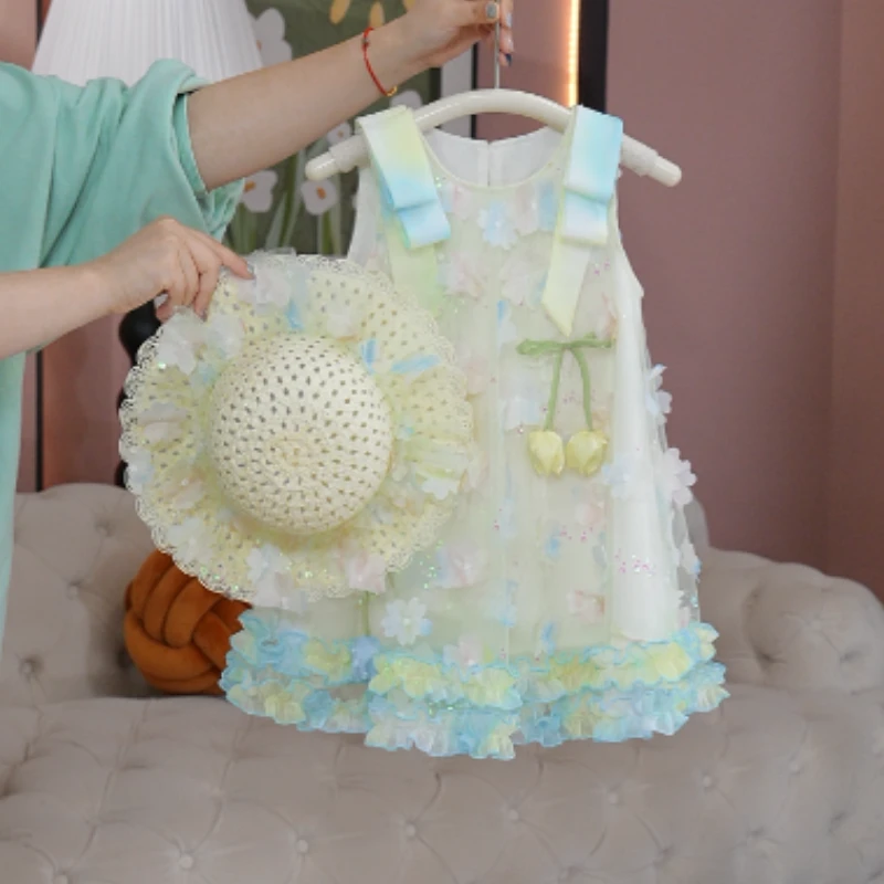 【青柠檬】新款女薄款时尚洋气立体郁金香裙夏季女宝连衣裙5X059LV