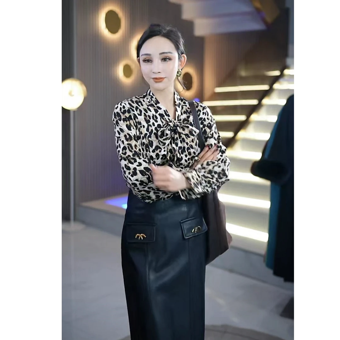 芳子原创时尚收腰气质显瘦长袖飘带衬衫上衣ML98212