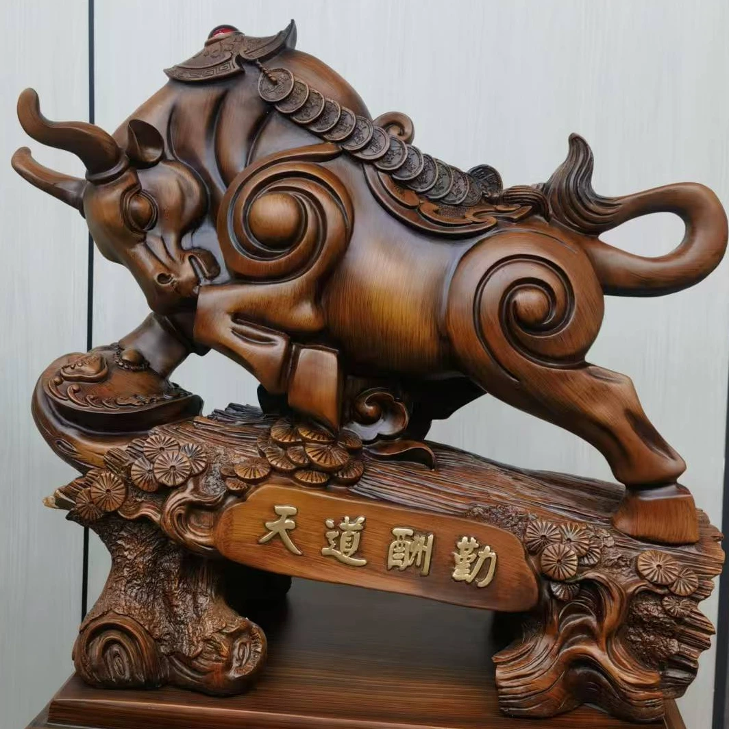 HN天道酬勤牛红宝石款长56高56 送领导  客厅玄关电视柜博古架