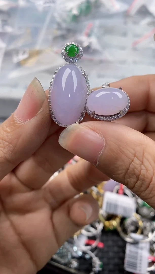 银S925镶嵌戒指翡翠999---1