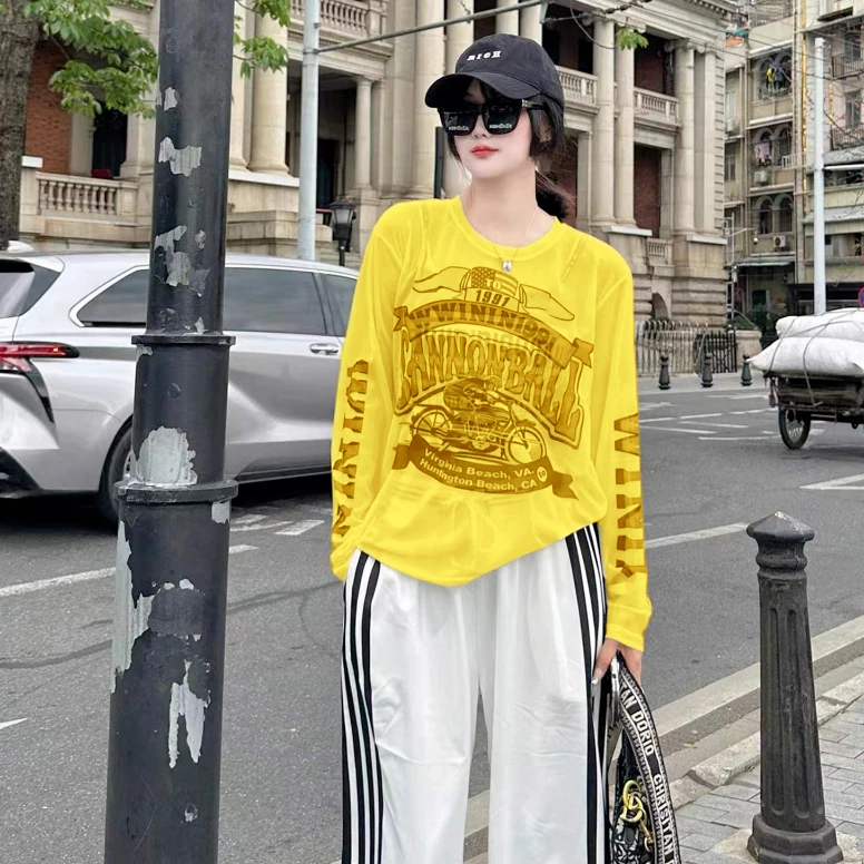 防晒衣服女装新款气质宽松夏季时尚薄款网纱爆款长袖t恤上衣罩衫