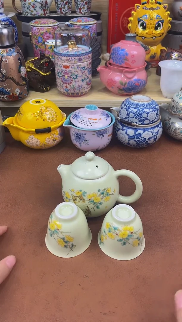 陶瓷茶具摆件旅行套组