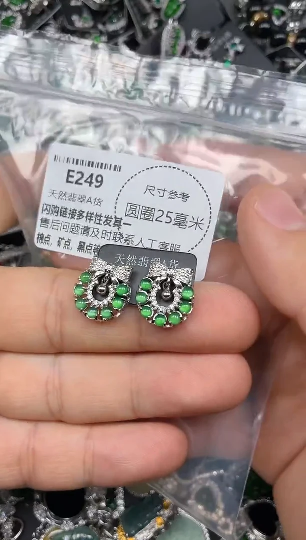颈饰未镶嵌翡翠E249耳钉