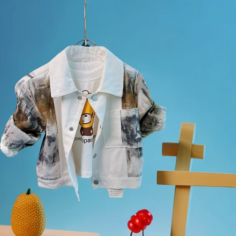 男童外套春秋款2025新款男宝春季夹克童装宝宝衣服时尚扎染韩版