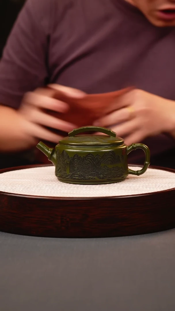 茶壶紫砂绿泥竹节汉瓦