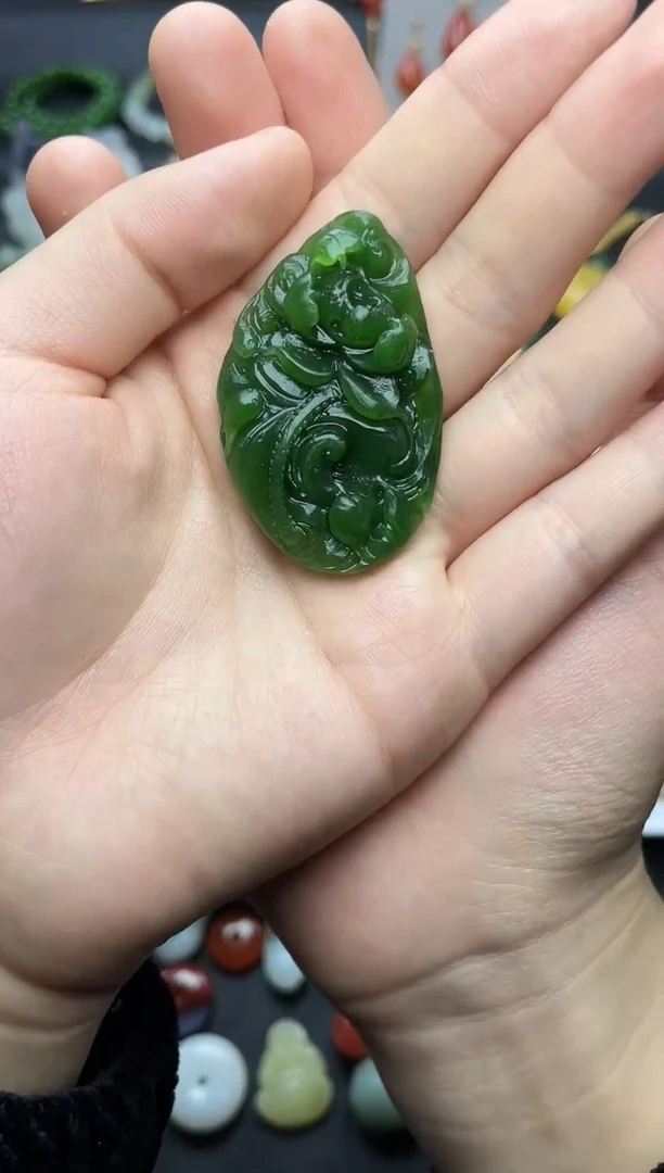 颈饰未镶嵌和田玉荷花【定制】06