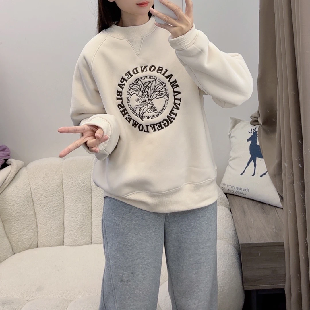 2024秋冬新款气质复古圆领字母图案刺绣百搭休闲卫衣DYY2538