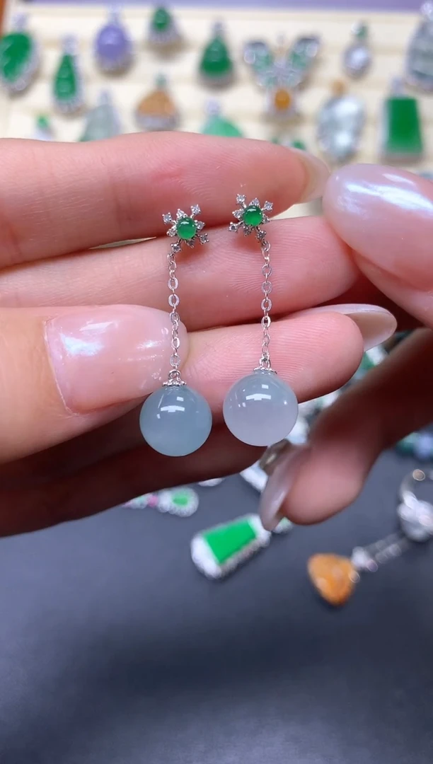 【闪购商品】翡翠耳饰18K金镶嵌耳饰|2850+285