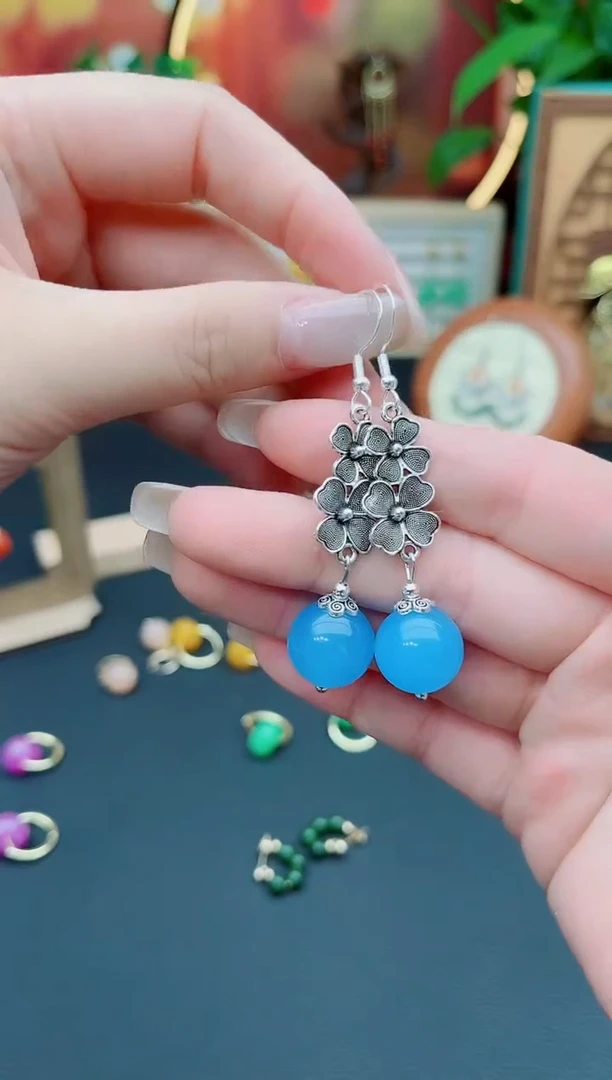 玛瑙/玉髓耳饰银S925镶嵌712000